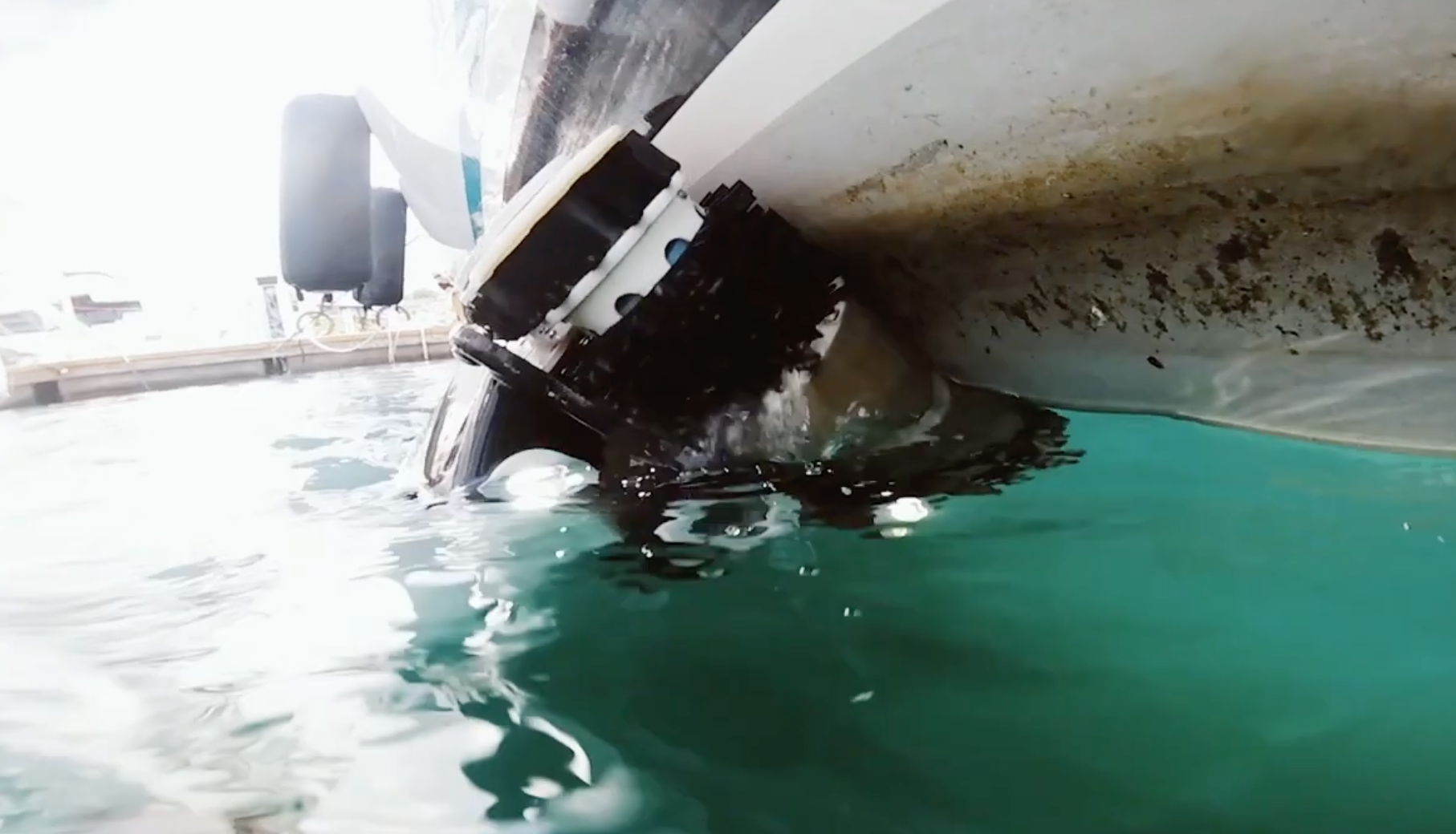ROV working on superyacht hull