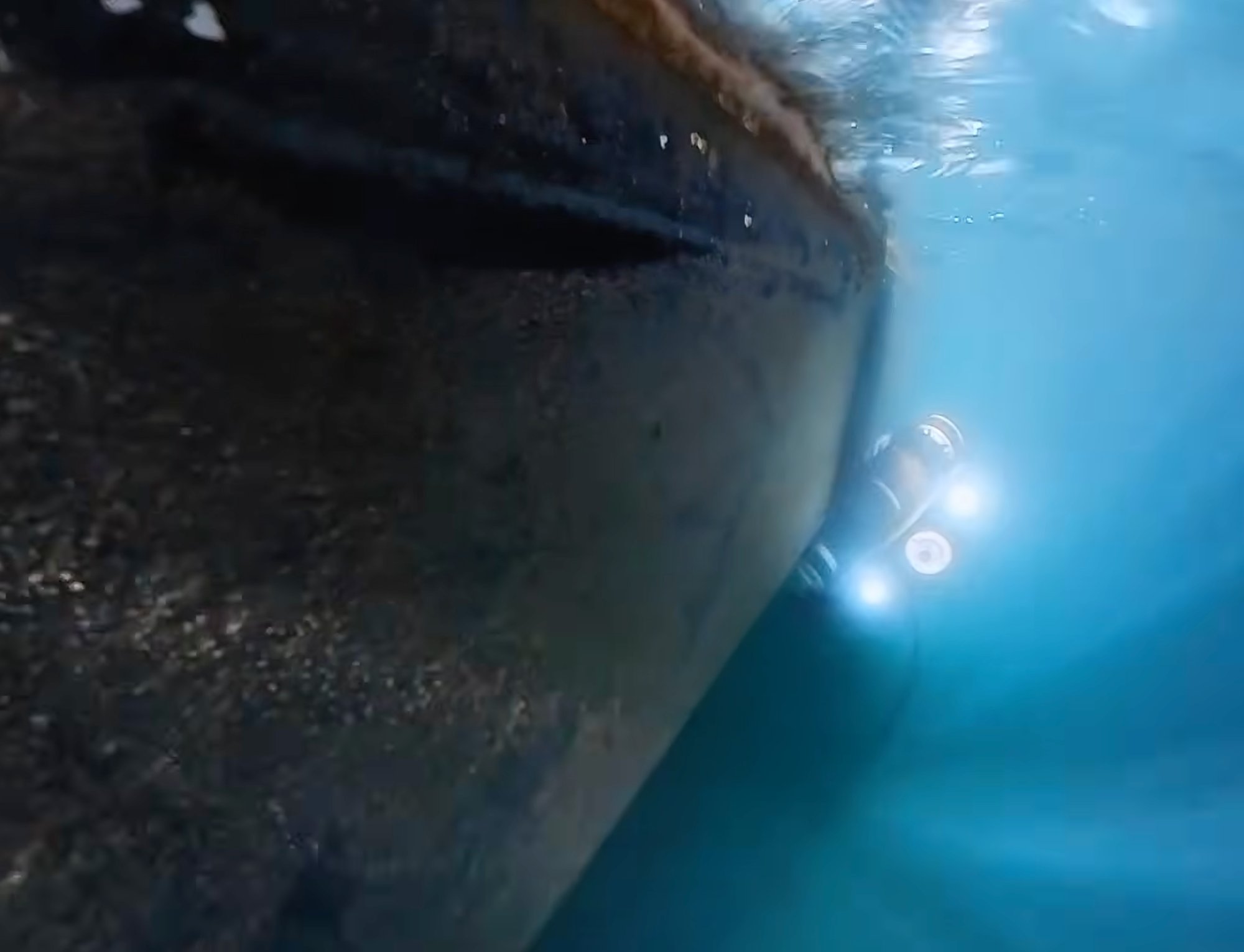 ROV underwater on clean hull